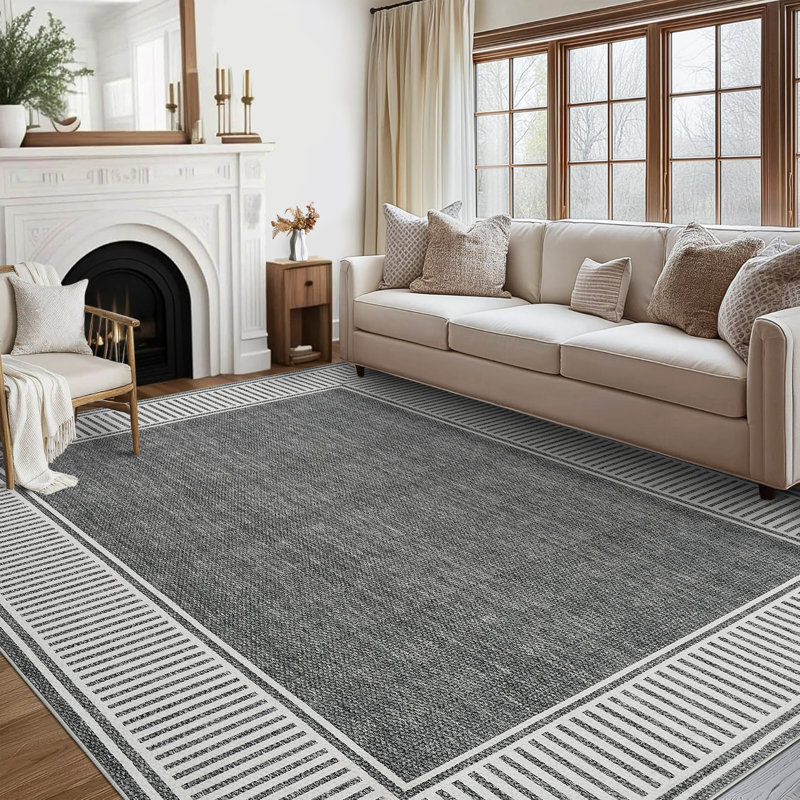 Large Machine Washable Area Rug for Living Room Rug, Non-Shedding Modern Border Indoor Floor Cover for Dining Room Bedroom Office Playroom