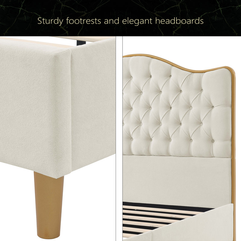 Structure de lit Luxelegance, Beige