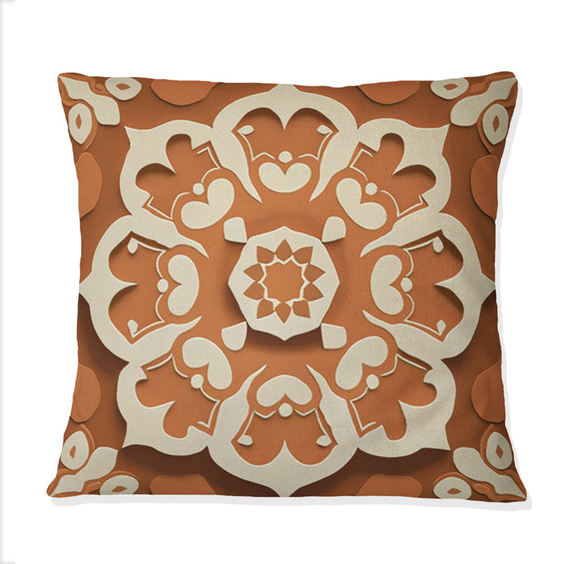 Moroccan Tiles In Earth Tones I - Coussin décoratif à imprimé abstrait