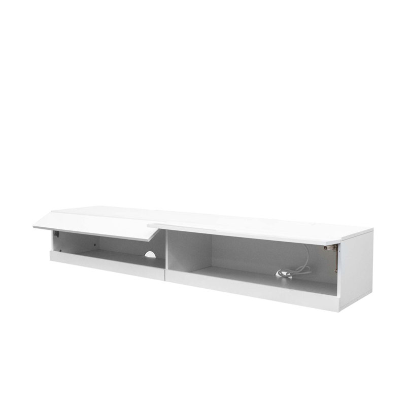 180 Wall Mounted Floating 80" TV Stand with 20 Color LEDs and Charging Station