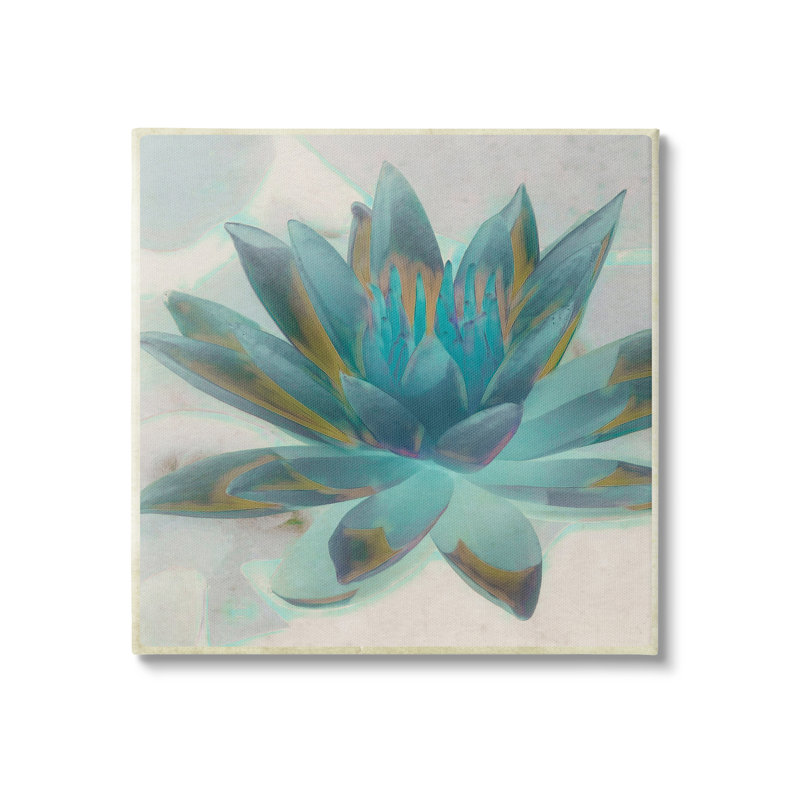 «Blue Lotus Flower Petals Abstract Nature Plant», art mural par Graffitee Studios, H 24 po x l 24 po x P 1,5 po