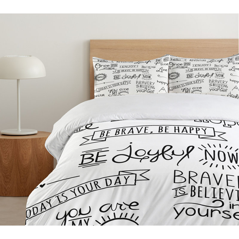 King Size Black and White Microfiber Duvet Cover Set