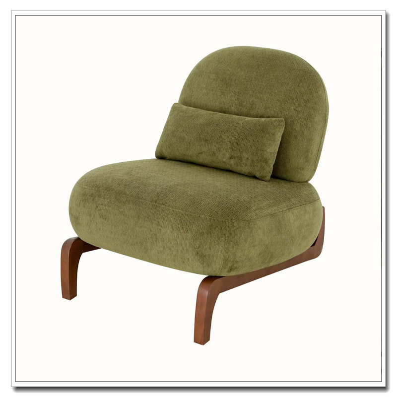 Mignon fauteuil d'appoint avec pieds en bois massif, Vert, Tissu