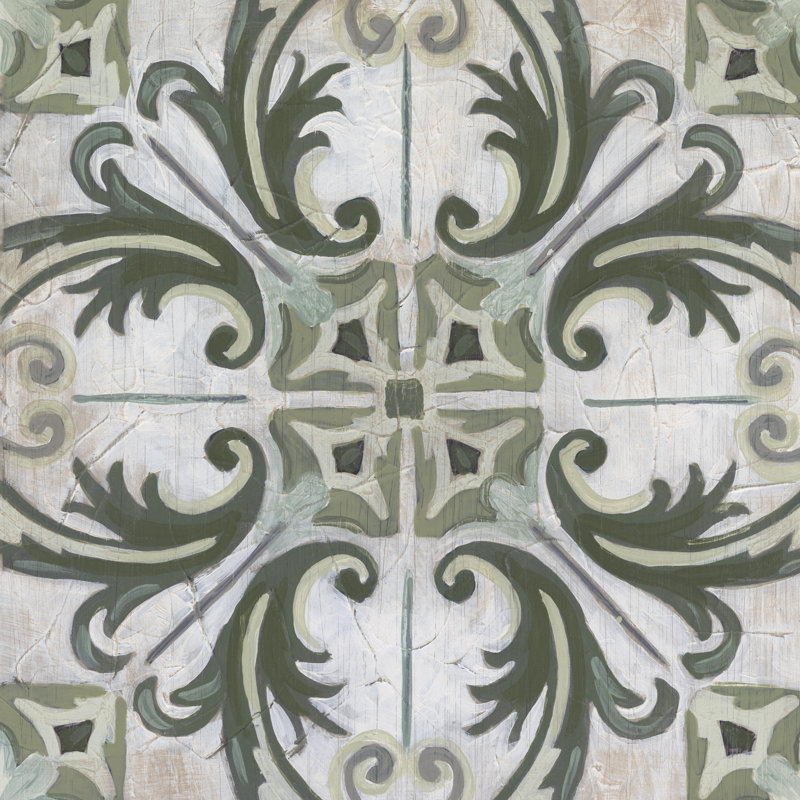 Vintage Verdigris Tile I by June Erica Vess - Wrapped Canvas Painting, 30cm H x 30cm W