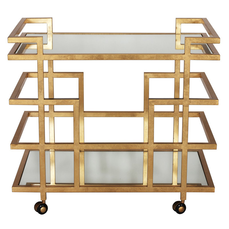 Ireland Linear Bar Cart, Gold Leaf