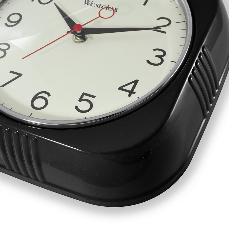 Westclox Black 1950's Retro Square Wall Clock
