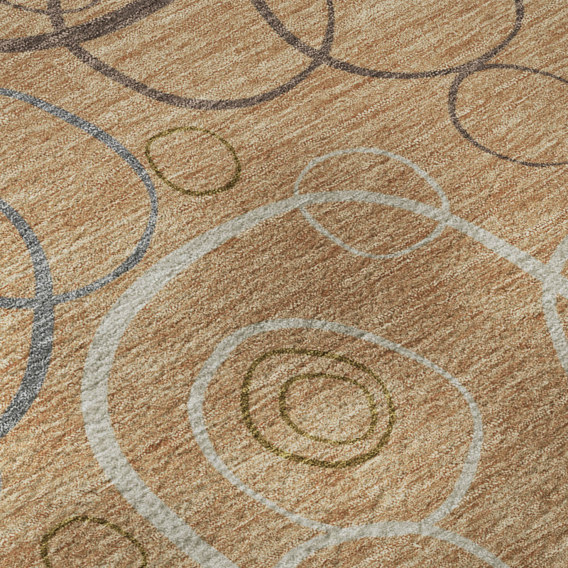 Premium Machine Washable Mayfield AMF2408 Bubbles Rug, 2'6" x 3'10", Copper