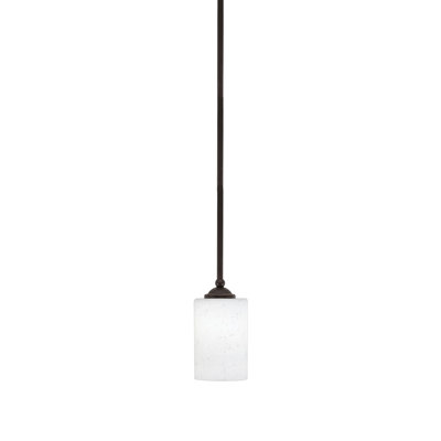 Zilo Stem Hung Mini Pendant Shown In Dark Granite Finish With 4" Glass