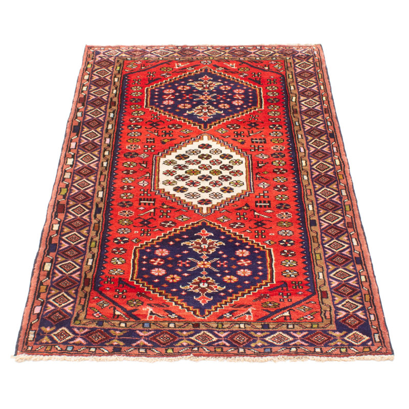 Tapis rouge unique fait à la main 3 pi 11 po x 6 pi 4 po Andelz