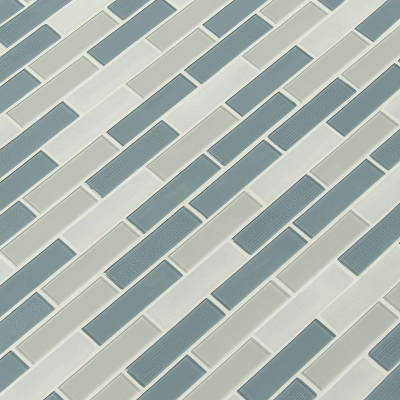 Carreau de mosaïque murale en verre lustré 12 po x 12 po Palette Mist Brick