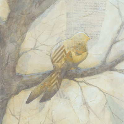 Birds on a Branch in the Winter 3 1 Piece Wrapped Canvas Painting
