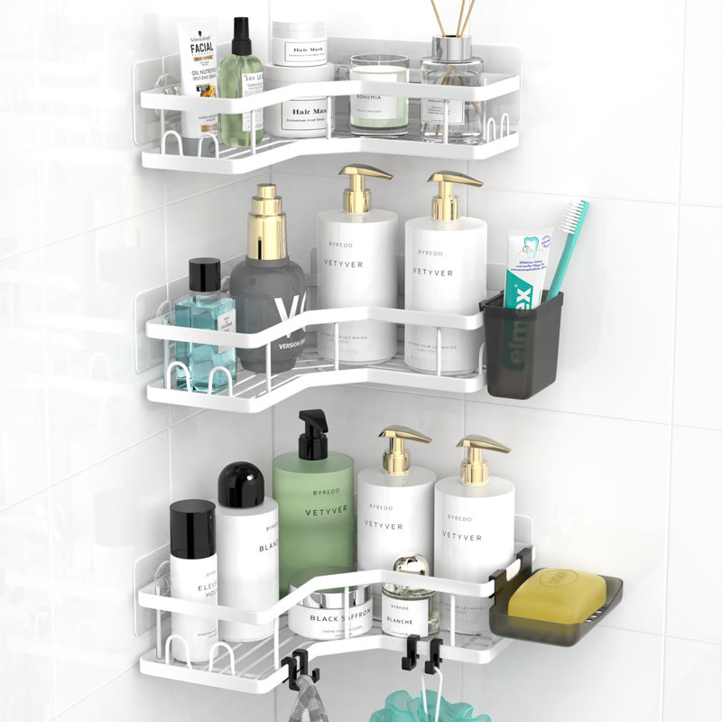 Serviteur de douche en coin 3 pièces, Argent foncé
