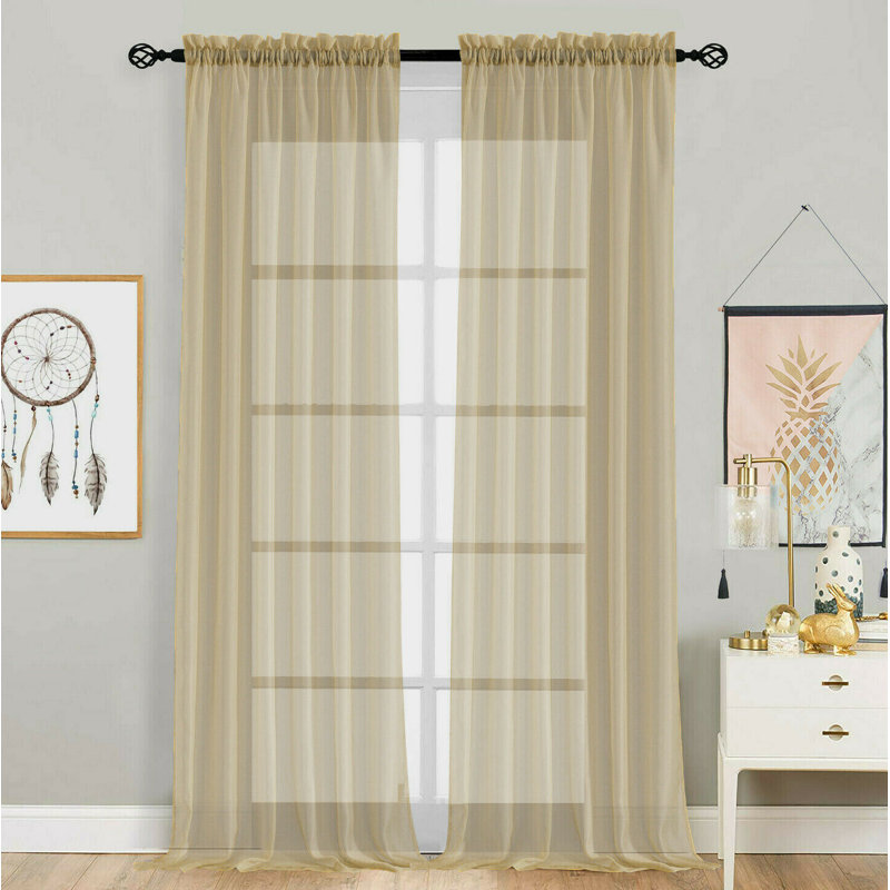 Dima Sheer Curtain Pair, 52"W x 84"L, Linen