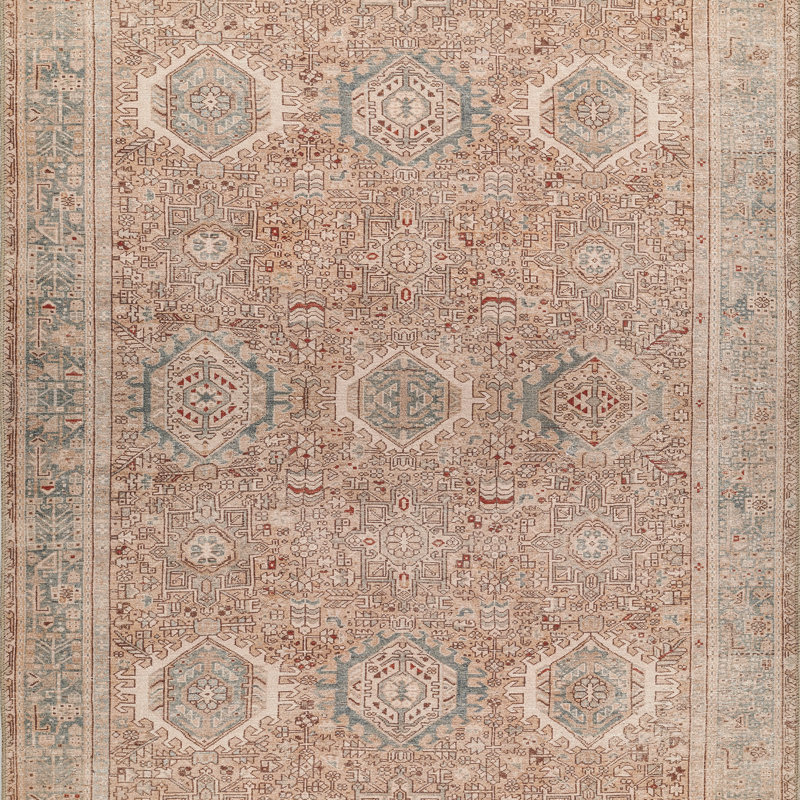 Bungalow Rose Campisi Traditional Oriental Polyester Camel Area Rug, Rectangle 8'5" x 12'