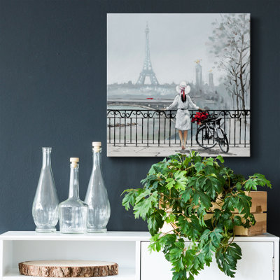 Dame à Paris - Toile tendue avec châssis de qualité supérieure - prête à être accrochée