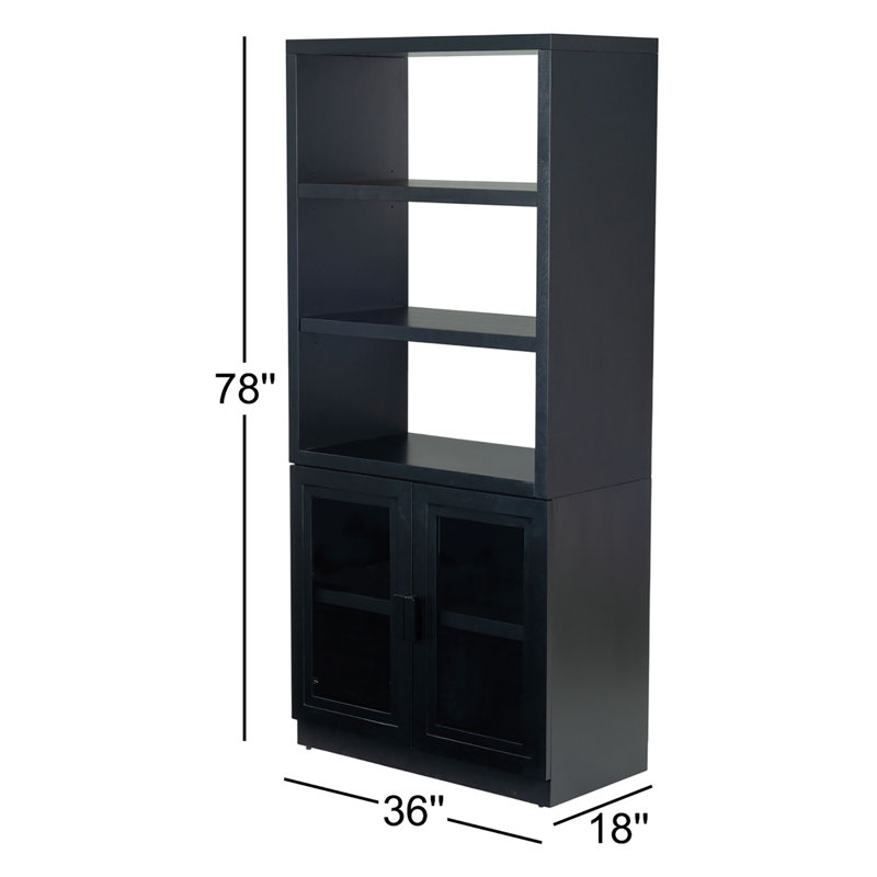Roades Glass Cabinet Bookcase, Black