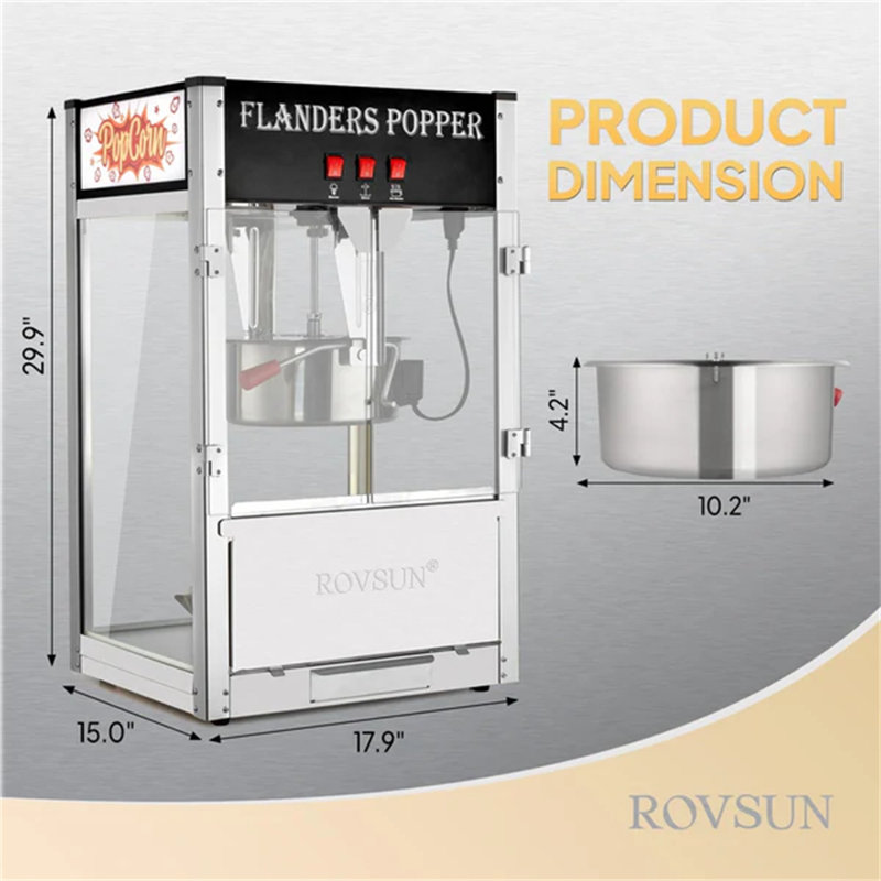 Comptoir de machine à maïs soufflé 1400W 120V 12Oz