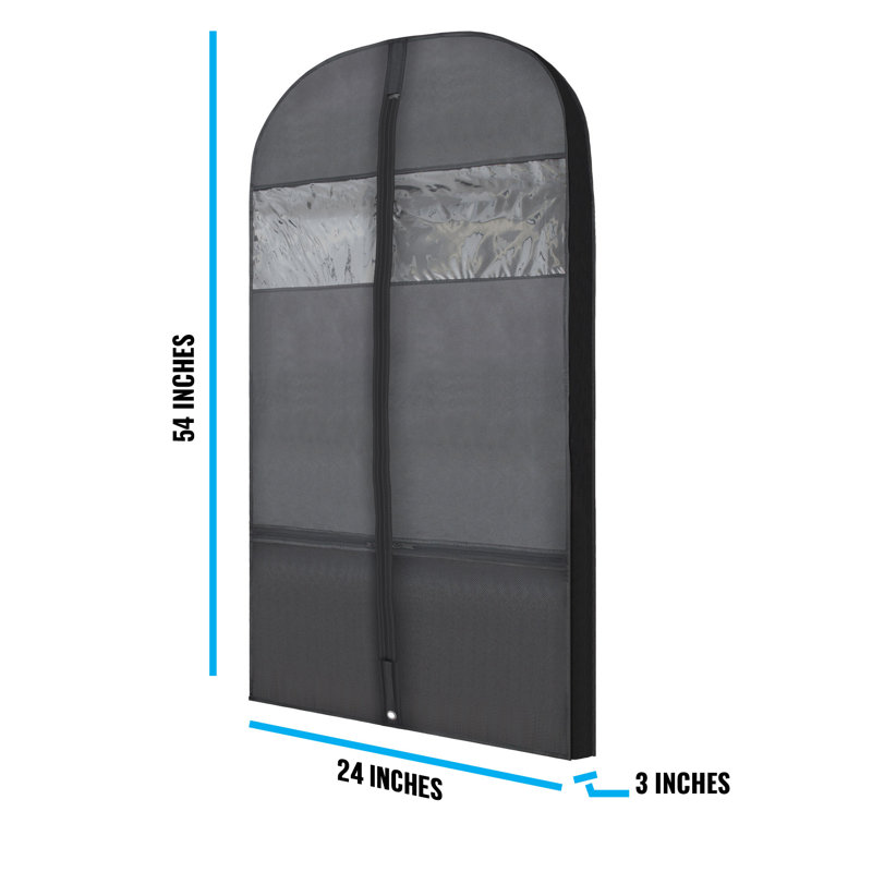 Plixio 54" Black Gusseted Garment Bags with Zipper for Travel and Storage