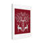 «Christmas Des - Deer and Heart Tree, Gray on Red», impression sur toile tendue-33417401