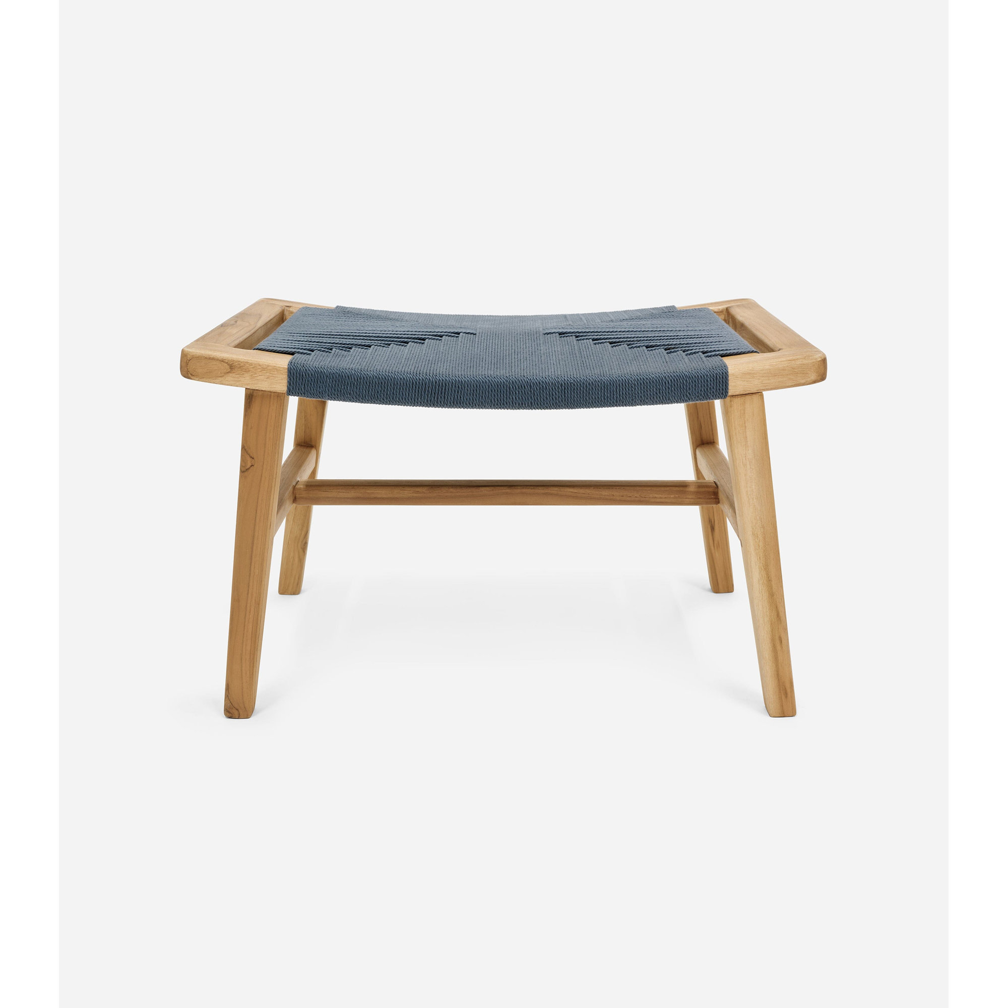 Masaya Upholstered Ottoman, Natural, Charcoal Cross Braided
