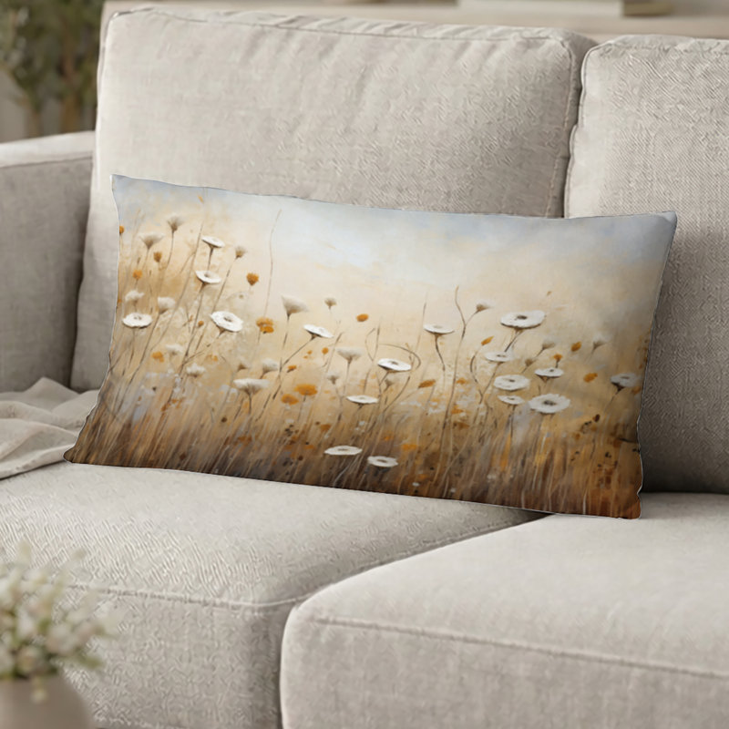 Coussin décoratif imprimé minimaliste Meadow Magic III, H 12 po x l 20 po