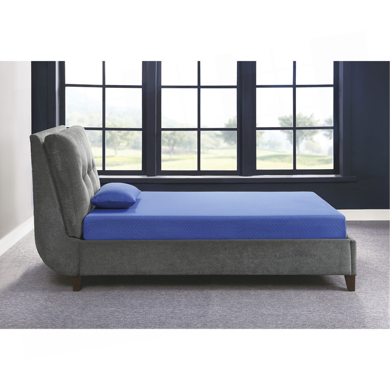 7Inch Mattress And Pillow Set Breathable Fabric Gel-Infused Memory Foam Mattress, Blue, Mattress In A Box, Full