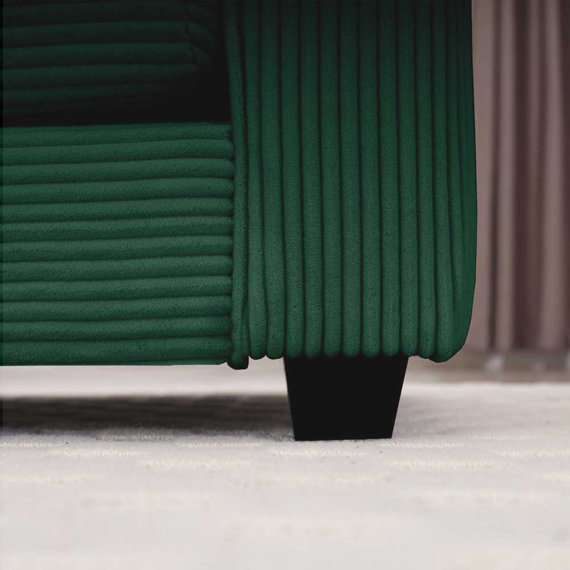 Canapé deux places en velours côtelé avec 1 repose-pieds, Vert, H 33,85 po x l 114,56 po x P 34,25 po