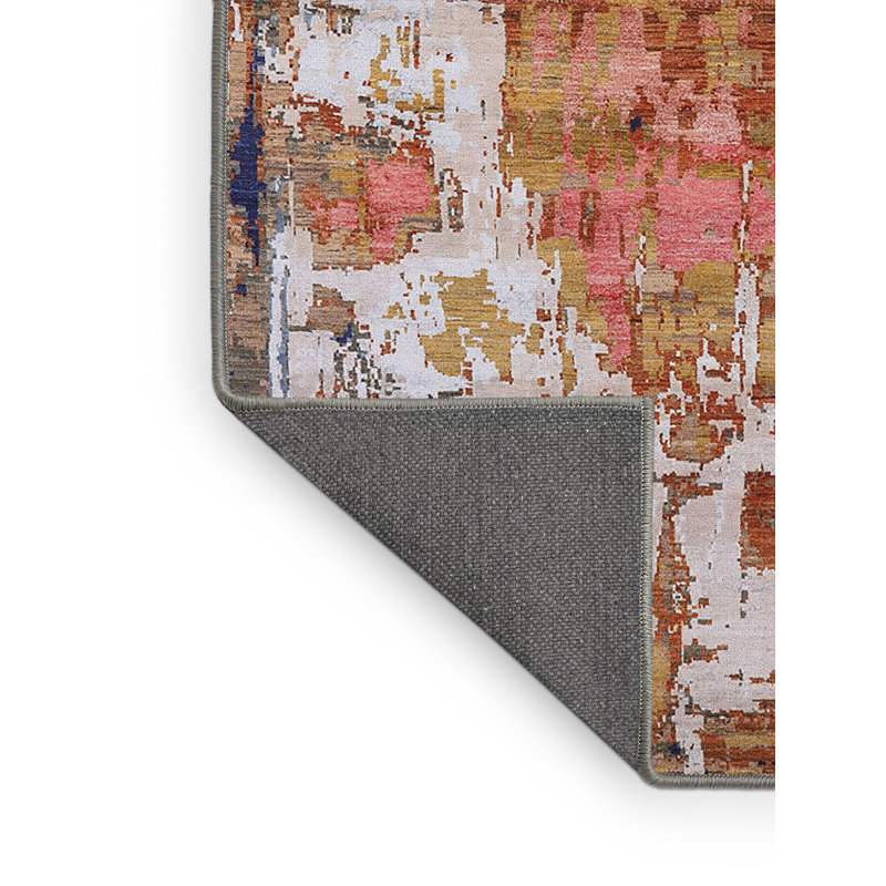 Tapis abstrait bleu / rouge / beige Burnettsville, Rectangle 8 pi x 10 pi