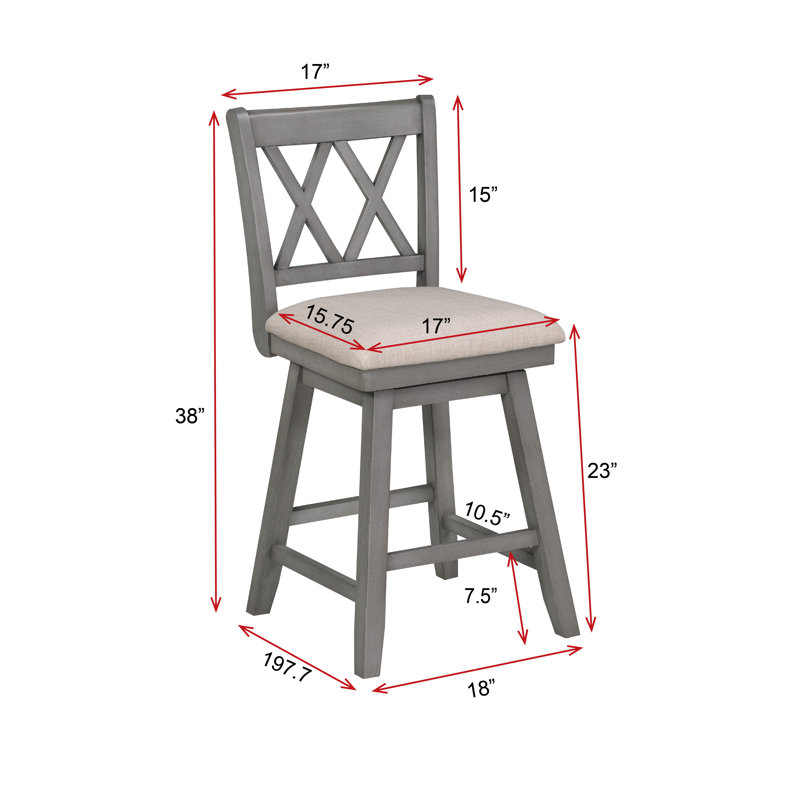 Swivel Upholstered Counter Stool, Counter Stool (24" Seat Height), Gray, Oatmeal Linen