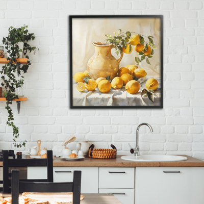 Vintage, citrons et pichet, estampe numérique, design par LSR Creative Studio