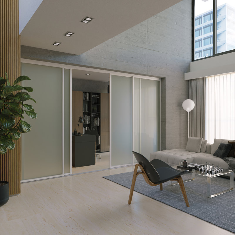 4 - Portes de placard coulissantes en verre, H 96 po x l 80 po, Lite Smoked/White Frame