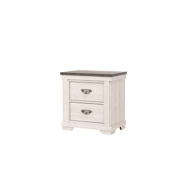 Contemporary Bedroom Nightstand With Solid Wood And 2 Drawers In Rustic Design
