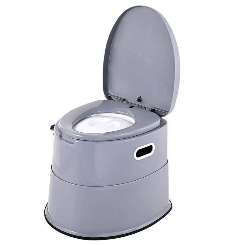 Pot portable pour les longs voyages - Capacité de 1,3 gallon, seau intérieur amovible, porte-papier amovible, double couvercle, conception légère, structure antidérapante, plastique gris, voyage confortable, voyages, PP