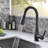 Commercial Black Kitchen Faucet With Pull Out Sprayer, Single Handle Single Lever Kitchen Sink Faucet