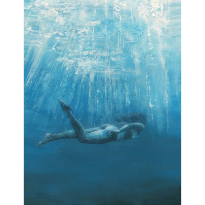 «Mermaid» par Jacob Lincoln, impression sur toile tendue, Image au pinceau gel, H 70 po x l 54 po x P 1,5 po