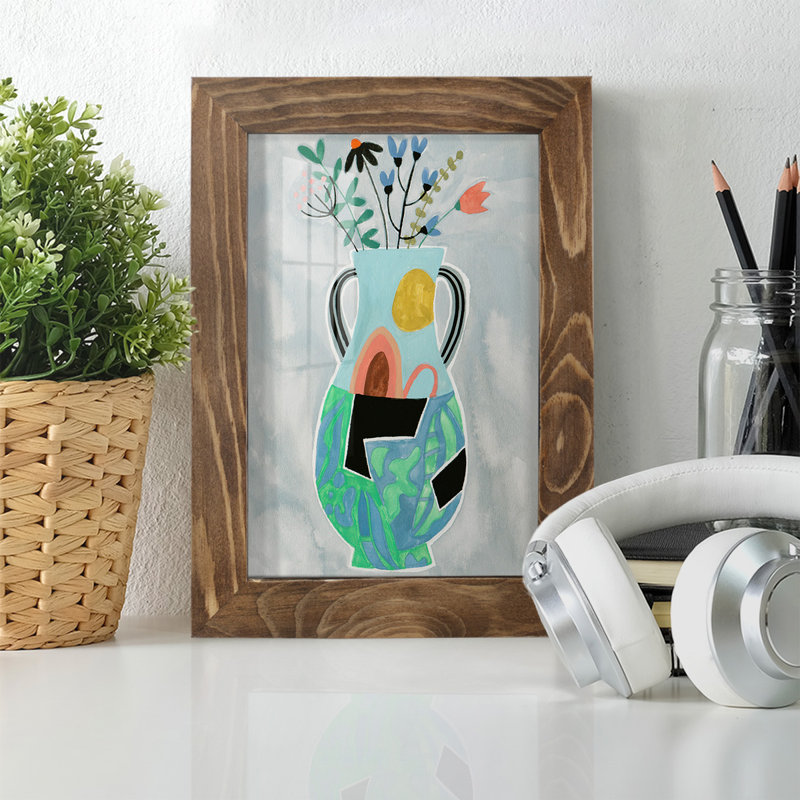 «Geesey Collage Vase I», encadré sur papier, H 7 po x l 5 po x P 1 po, Noyer