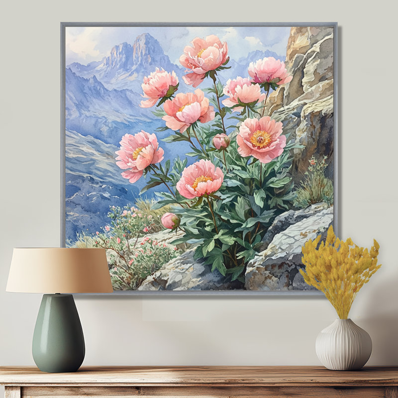Gondolfi - art mural floral, H 16 po x l 16 po, Impression encadrée flottante, Argent argent