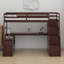 Lit mezzanine avec tiroirs, tablettes et bureau-533207080