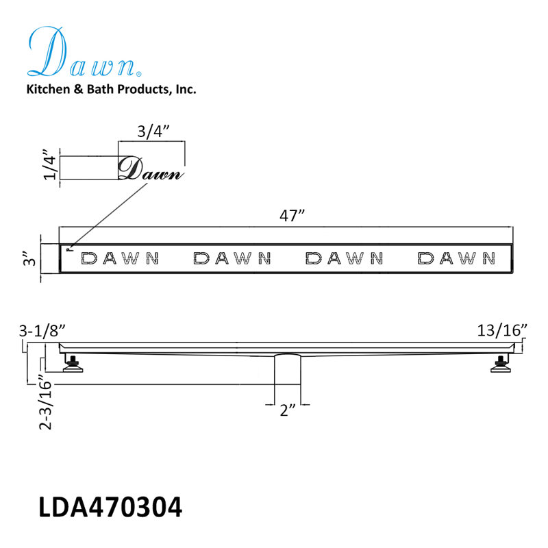 47 Inch Long Stainless Steel Linear Floor Shower Drain