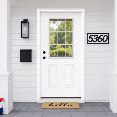 KHSHOW Fiberglass Knock-Down Entry Door  With Brickmould & Vinyl Frame