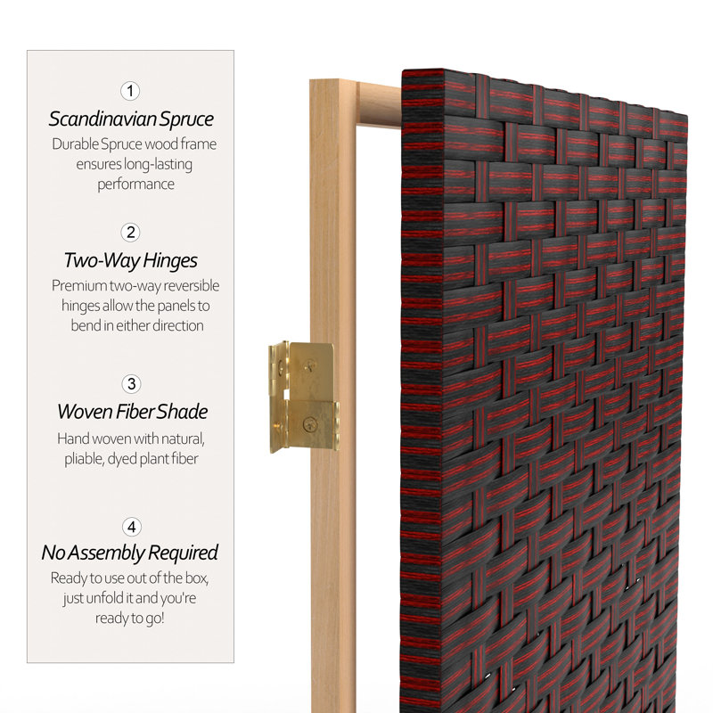 70.75" x 140" 8 Panel Room Divider, 70.75" H x 52.5" W x 0.75" D, Dark Mocha, 3