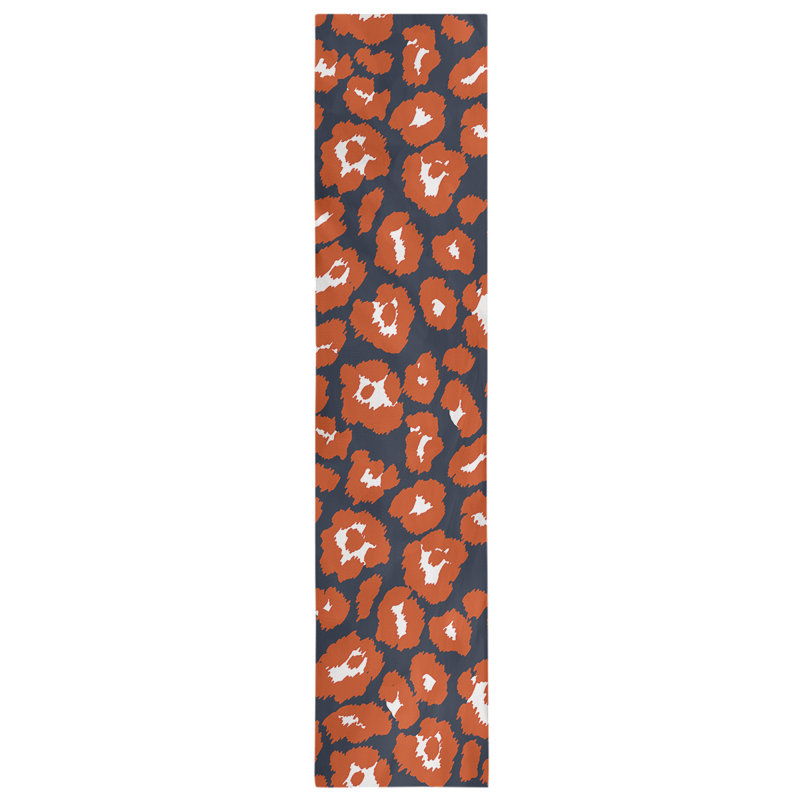 Animal Print Table Runner, 90" x 16", Blue/Red/White