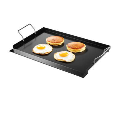 Plaque chauffante universelle en acier au carbone 24 x 16 po, plaque de cuisson barbecue avec revêtement, température de 500, grande surface de cuisson, capacité de la plaque chauffante, trou d'égouttement