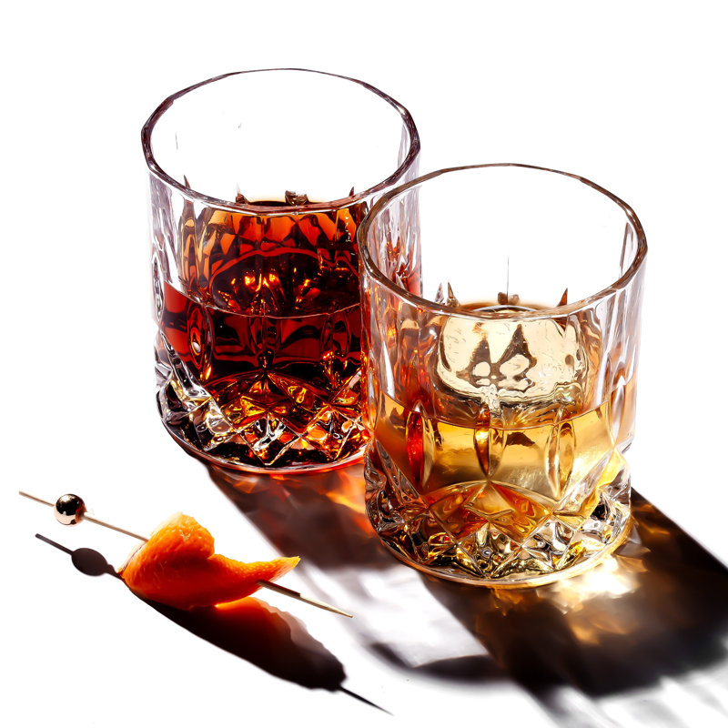 Crystal Cut Old Fashioned Whiskey Glasses (10oz), 2