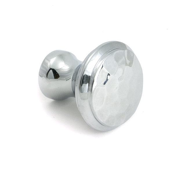 Hammered Round Knob, Polished Chrome, 0.79" Knob Diameter