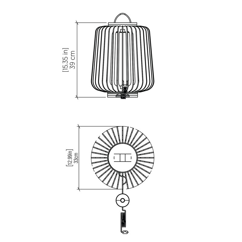 Lampe de table 15,43 "Stecche Di Legno, Gris anthracite