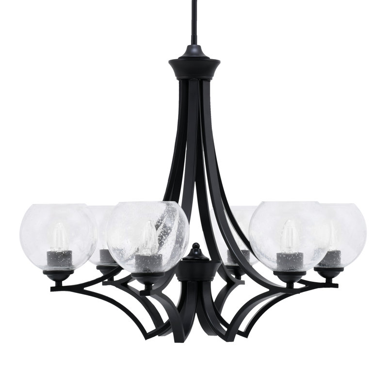 Lustre 5 lumières Zilo avec verre de 5,75 po Zilo, Bulle transparente, Graphite