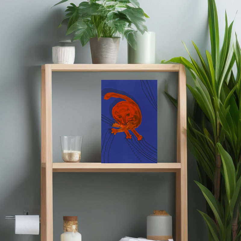 Contemporary Art Contemporary Minimalist Retro Cat Wall Art - Wrapped Canvas Print, 45.72 cm H x 30.48 cm W