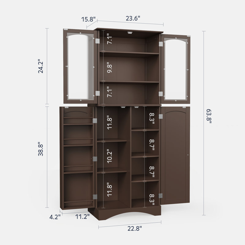 Grand garde-manger avec porte en verre acrylique, portes de garde-corps, tablettes réglables et conception anti-basculement