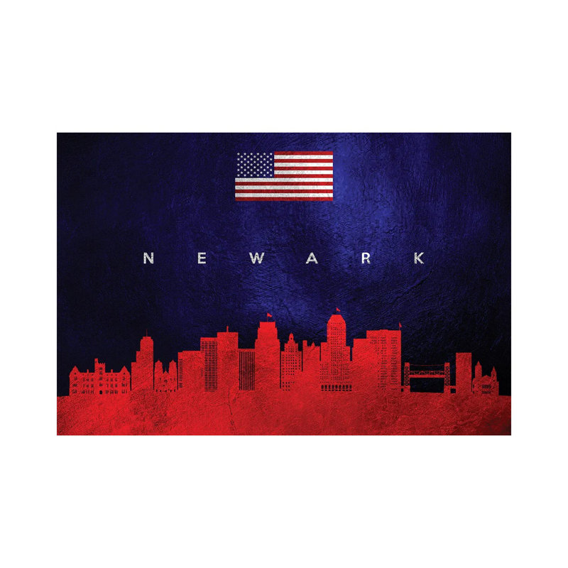 Newark New Jersey Skyline 1 Piece Wrapped Canvas Painting, 20.32 cm H x 30.48 cm W x 1.91 cm D